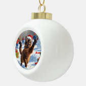 Abyssinian Cat Weihnachtsfest Schneeszene Keramik Kugel-Ornament (Rechts)