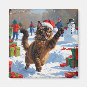 Abyssinian Cat Weihnachtsfest Schneeszene Magnet (Vorne)