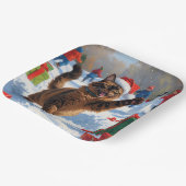 Abyssinian Cat Weihnachtsfest Schneeszene Pappteller (Gewinkelt)