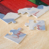 Abyssinian Cat Weihnachtsfest Schneeszene Puzzle (Seite)