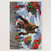 Abyssinian Cat Weihnachtsfest Schneeszene Puzzle (Vertikal)