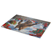 Abyssinian Cat Weihnachtsfest Schneeszene Schneidebrett (Ecke)
