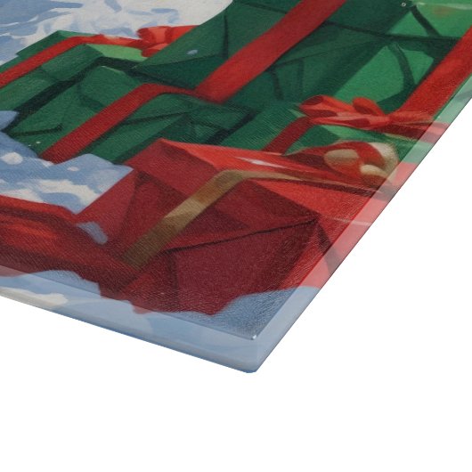 Abyssinian Cat Weihnachtsfest Schneeszene Schneidebrett (Ecke)