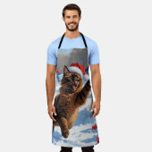 Abyssinian Cat Weihnachtsfest Schneeszene Schürze (Getragen)