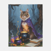 Abyssinian Cat Whimsical Halloween Malerei Fleecedecke (Vorderseite)