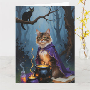 Abyssinian Cat Whimsical Halloween Malerei Karte