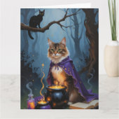 Abyssinian Cat Whimsical Halloween Malerei Karte (Vorderseite)