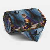 Abyssinian Cat Whimsical Halloween Malerei Krawatte (Gerollt)