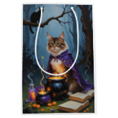 Abyssinian Cat Whimsical Halloween Malerei Mittlere Geschenktüte (Vorderseite)