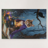 Abyssinian Cat Whimsical Halloween Malerei Puzzle (Horizontal)