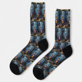 Abyssinian Cat Whimsical Halloween Malerei Socken (Linkes Detail)