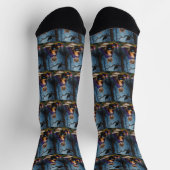 Abyssinian Cat Whimsical Halloween Malerei Socken (Oben)