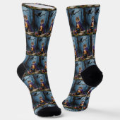 Abyssinian Cat Whimsical Halloween Malerei Socken (Gewinkelt)
