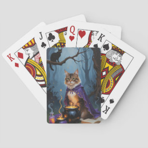 Abyssinian Cat Whimsical Halloween Malerei Spielkarten