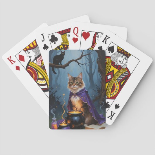 Abyssinian Cat Whimsical Halloween Malerei Spielkarten (Rückseite)