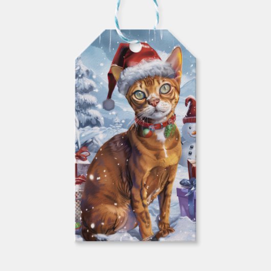 Abyssinian Cat Winter Wonderland Weihnachtsfreude Geschenkanhänger (Vorderseite)