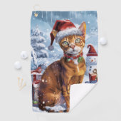Abyssinian Cat Winter Wonderland Weihnachtsfreude Golfhandtuch (Insitu)