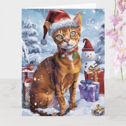 Abyssinian Cat Winter Wonderland Weihnachtsfreude Karte (Orchidee)