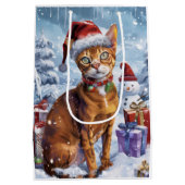 Abyssinian Cat Winter Wonderland Weihnachtsfreude Mittlere Geschenktüte (Rückseite)
