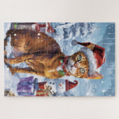 Abyssinian Cat Winter Wonderland Weihnachtsfreude Puzzle (Horizontal)
