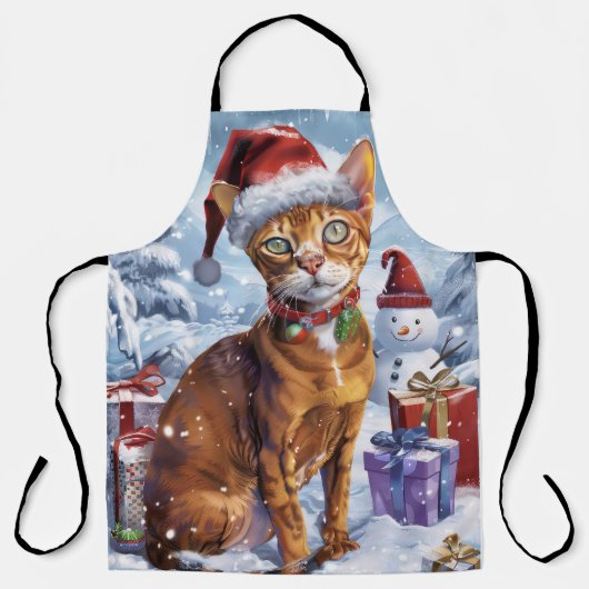 Abyssinian Cat Winter Wonderland Weihnachtsfreude Schürze (Vorderseite)