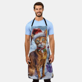 Abyssinian Cat Winter Wonderland Weihnachtsfreude Schürze (Getragen)