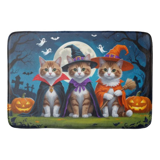 Abyssinian Cats Pumpkin Halloween Funny Badematte (Vorderseite)