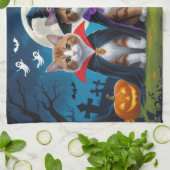 Abyssinian Cats Pumpkin Halloween Funny Geschirrtuch (Gefaltet)