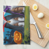 Abyssinian Cats Pumpkin Halloween Funny Geschirrtuch (Viertel Falte)