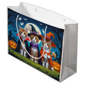 Abyssinian Cats Pumpkin Halloween Funny Große Geschenktüte (Rückseite Schrägansicht)