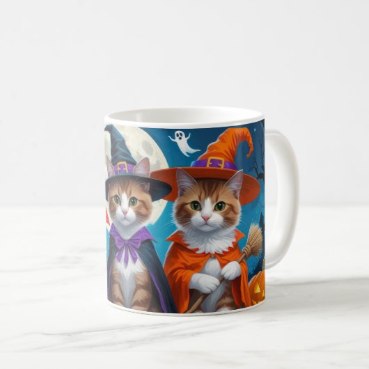 Abyssinian Cats Pumpkin Halloween Funny Kaffeetasse (VorderseiteRechts)