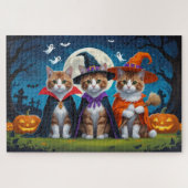 Abyssinian Cats Pumpkin Halloween Funny Puzzle (Horizontal)