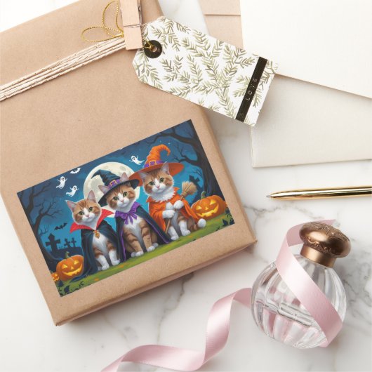 Abyssinian Cats Pumpkin Halloween Funny Rechteckiger Aufkleber (Schenken)