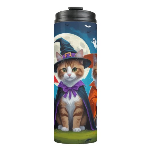Abyssinian Cats Pumpkin Halloween Funny Thermosbecher (Vorderseite)