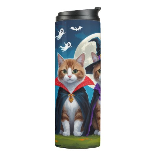 Abyssinian Cats Pumpkin Halloween Funny Thermosbecher (Nach links gedreht)