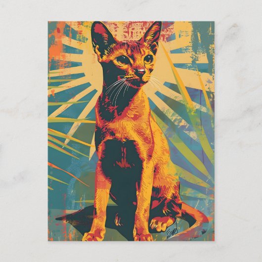 Abyssinian Chat Vintag Art Postkarte (Vorderseite)