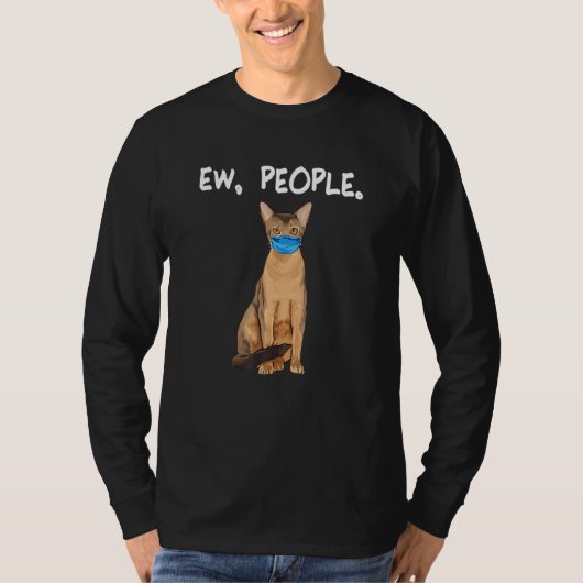 Abyssinian Ew People Cat Wearing Face Mask T-Shirt (Vorderseite)