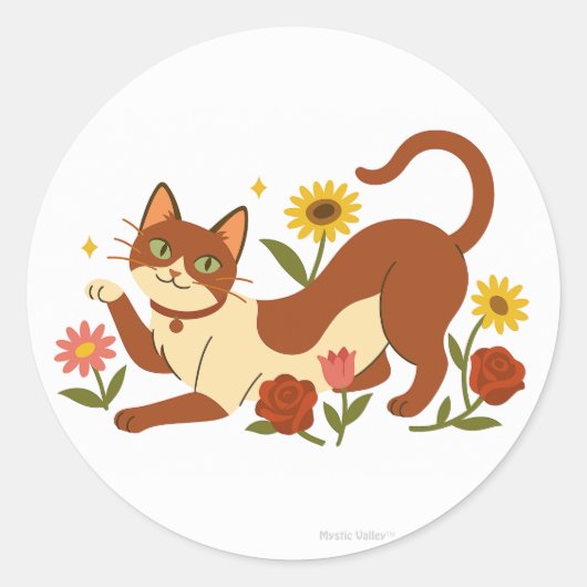 Abyssinian in the Daisies Classic Round Sticker (Vorderseite)