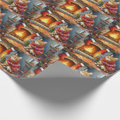 Abyssinian Sitting Fireplace with Christmas Lights Geschenkpapier (Ecke)