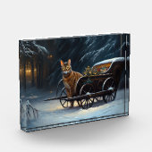 Abyssinian Snowy Sleigh Ride Weihnachtsdekor Fotoblock (Links)