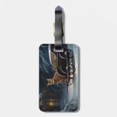 Abyssinian Snowy Sleigh Ride Weihnachtsdekor Gepäckanhänger (Rückseite vertikal)