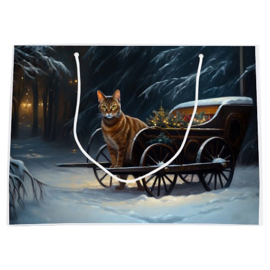 Abyssinian Snowy Sleigh Ride Weihnachtsdekor Große Geschenktüte (Vorderseite)
