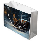 Abyssinian Snowy Sleigh Ride Weihnachtsdekor Große Geschenktüte (Rückseite Schrägansicht)
