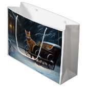 Abyssinian Snowy Sleigh Ride Weihnachtsdekor Große Geschenktüte (Vorderseite Schrägansicht)
