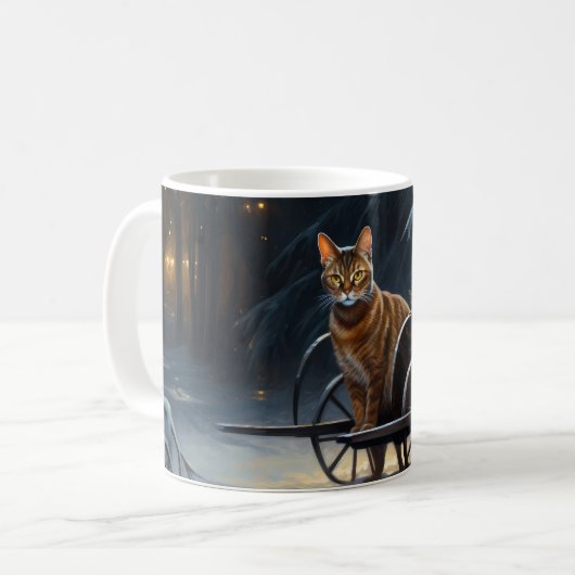 Abyssinian Snowy Sleigh Ride Weihnachtsdekor Kaffeetasse (Vorderseite Links)