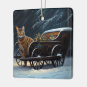 Abyssinian Snowy Sleigh Ride Weihnachtsdekor Keramikornament (Links)