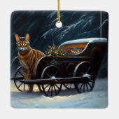 Abyssinian Snowy Sleigh Ride Weihnachtsdekor Keramikornament (Rückseite)