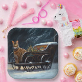 Abyssinian Snowy Sleigh Ride Weihnachtsdekor Pappteller (Party)