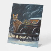 Abyssinian Snowy Sleigh Ride Weihnachtsdekor Sockelschild (Vorderseite)