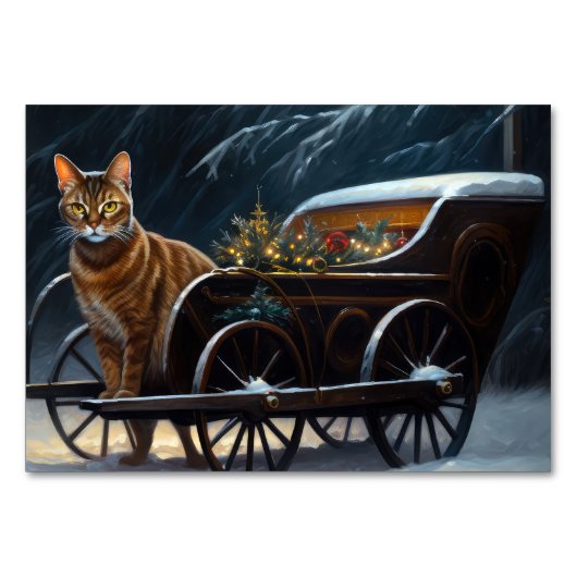 Abyssinian Snowy Sleigh Ride Weihnachtsdekor Tischnummer (Rückseite)